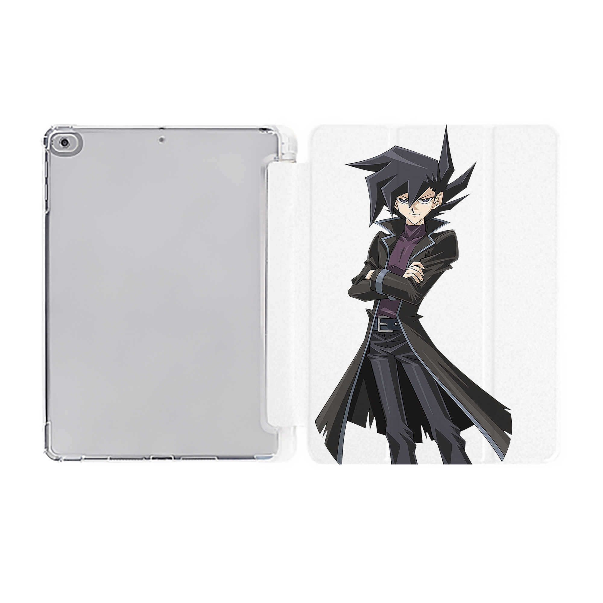 （画像用） 遊☆戯☆王 Yu-Gi-Oh! IPad ケース ペン収納付き 三つ折りスタンド PUレザー×シリコン 対応機種9.5/10.5/10.9インチ